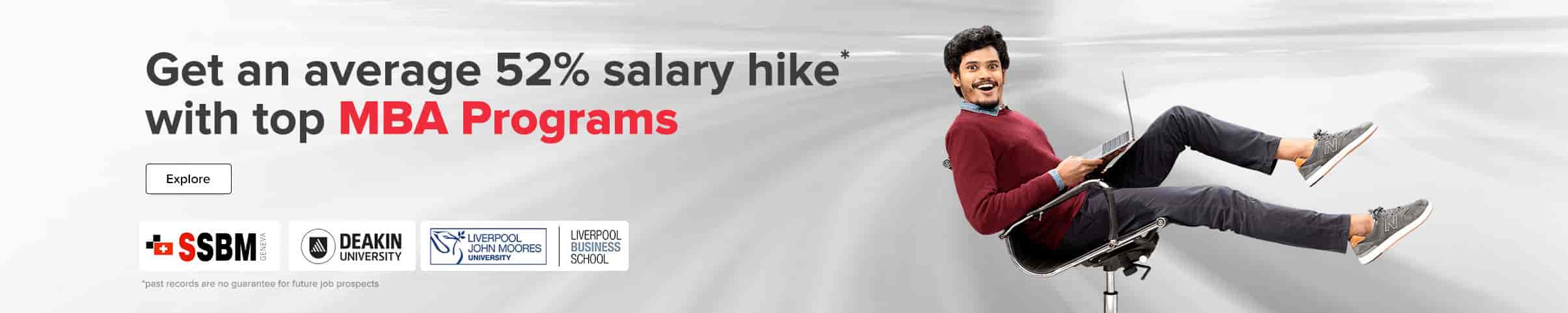 Get an average 52% salary hike with top MBA Programs