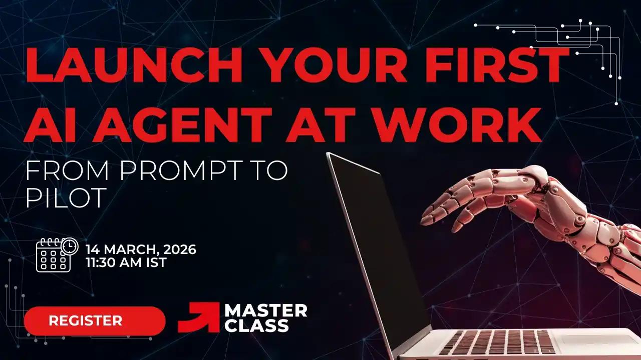 AI agents masterclass banner featuring futuristic automation and AI workflow systems representing agentic AI implementation 