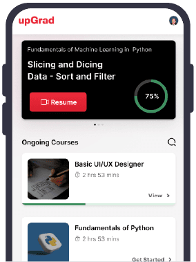 mobile interface of learning portal