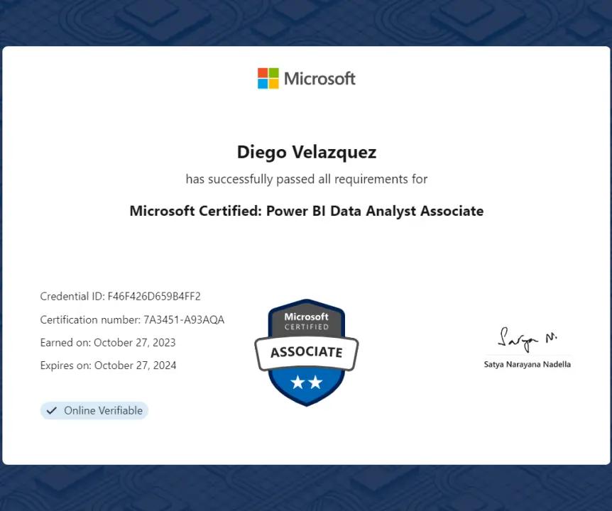 Microsoft Power BI Certificate